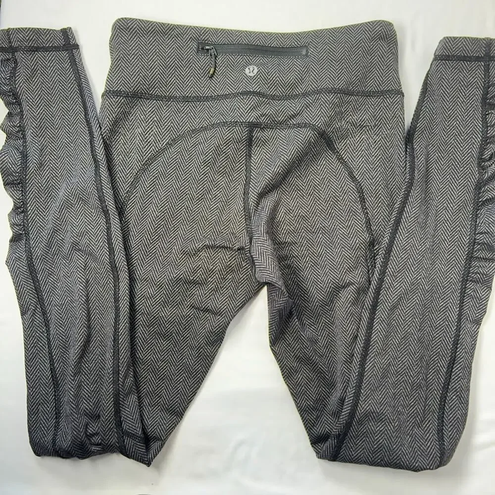 Lululemon Speed Tight IV Giant Herringbone Black Heathered Black Women's sz 6